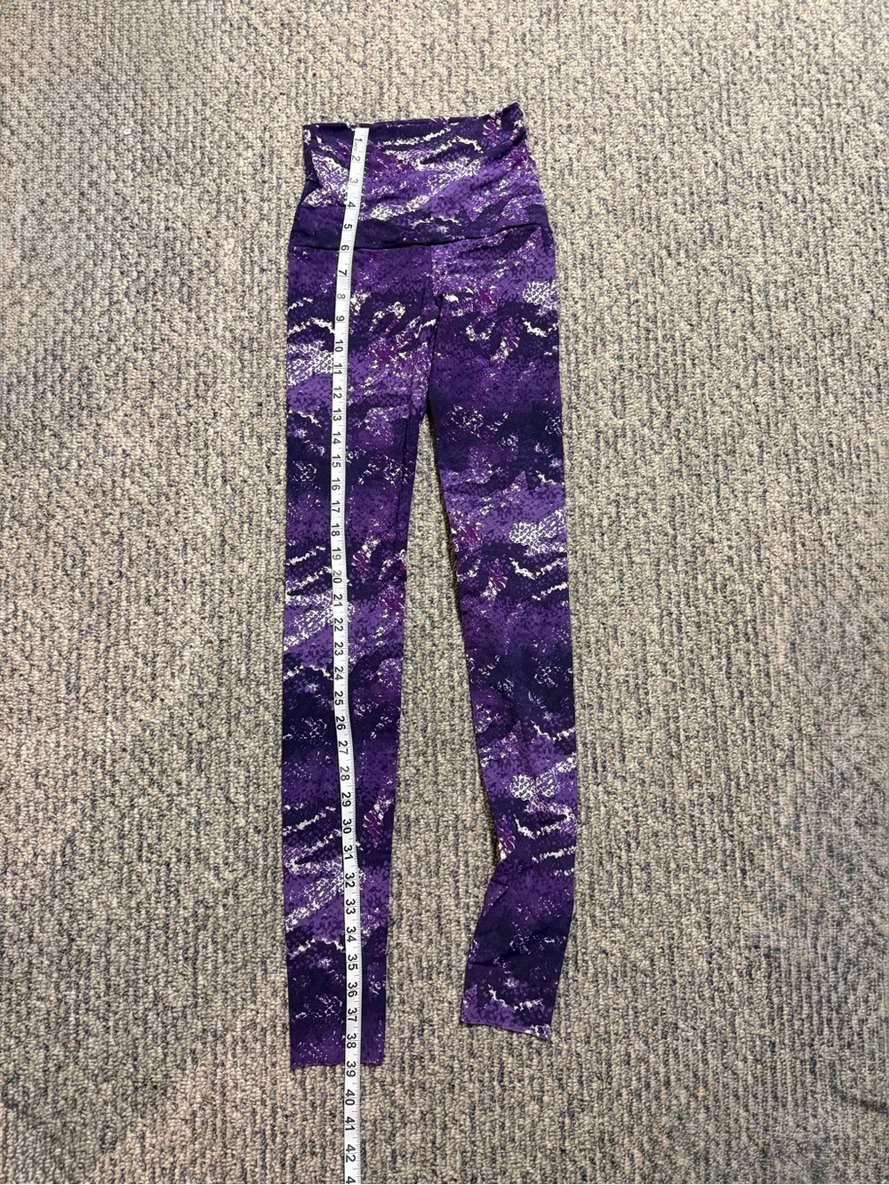 Emily Hue Purple Patterned High-Waist Leggings